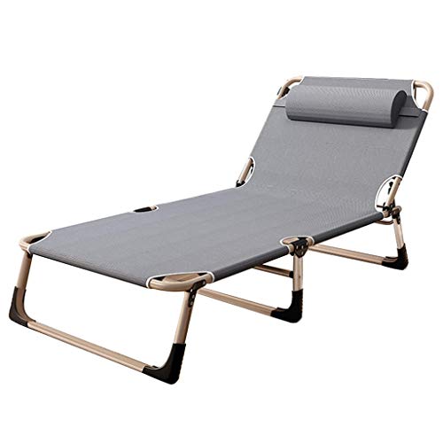 HUYYA Lounge Chair Outdoor Folding, Chaise Lounges Adjustable Sun Lounger Portable Chaise Relaxer with Removable Pillow for Camping Pool Beach,Gray