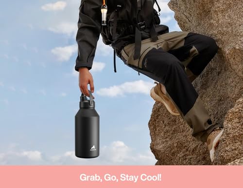 Image of POWCAN 64 oz Insulated Water Bottle with 2-in-1 Straw and Spout Lid, Keep Cold 24H, Leak-Proof, BPA-Free, Double Wall Stainless Steel Water Bottle for Sports, Gym, Travel, and School (Cotton Candy)