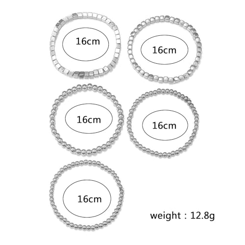 COLORFUL BLING 5-7Pcs Layered Bohemia Stackable Bracelets Set Indian Gold Bead Ball Stretch Bracelet Friendship Boho Jewelry for Women4