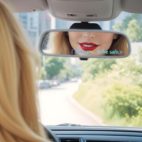 Image of 2 x I Love You, Drive Safe Rear View Mirror Sticker, Rear View Mirror Decal with Heart Self Affirmations Car Mirror Stickers Vinyl Car Window Decal for Water Bottle Laptop Bumper New Car Decor