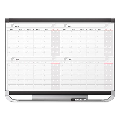 Quartet Dry Erase Calendar Board, Magnetic Whiteboard Planner, 4' x 3', 4 Months, Total Erase Surface, Prestige 2 (4MCP43P2)
