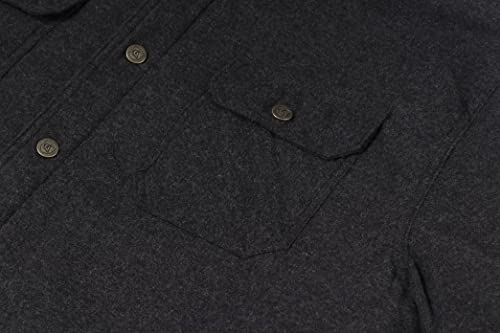 Image of COEVALS CLUB Men's Flannel Fleece Sherpa Quilted Lined Plaid Snap Work Shirt Jacket /Hooded