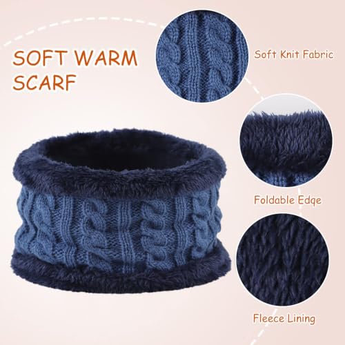 Image of Yuoahcn Kids Winter Beanie Hat Scarf Gloves Set Knit Warm Toddler Winter Cap Gloves Neck Warmer for Boys Girls 1-8 Year