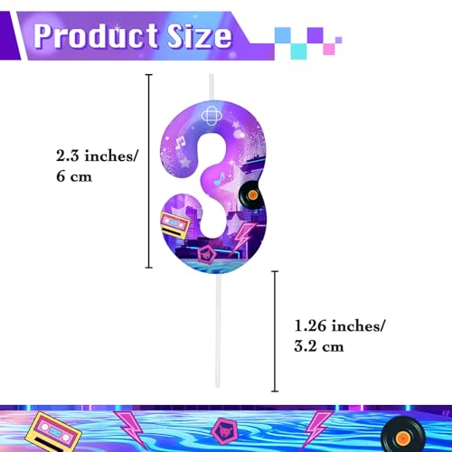 Image of Dark Purple Number 3 Birthday Candles, Cartoon Themed Cake Toppers for Boys Girls Cake Decorations, Birthday Decorations Party Supplies, Number Candles for Party Decor