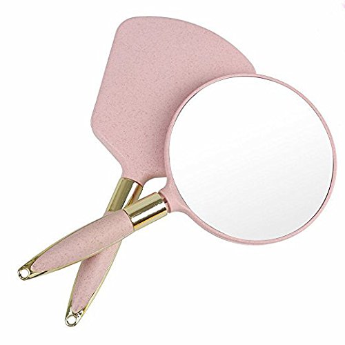 XPXKJ Handheld Mirror with Handle, for Vanity Makeup Home Salon Travel Use (Square Beige)