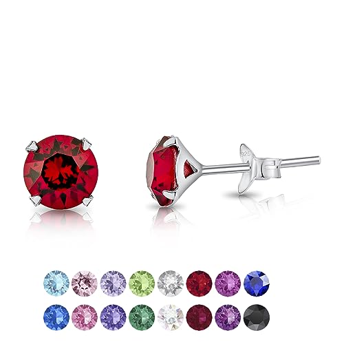 DTPsilver - Femme - Boucle d'Oreille Rouge - Boucle doreille Rouge - Cristal - Bijoux Fantaisie - Boucles d'oreilles Femme - Bijoux