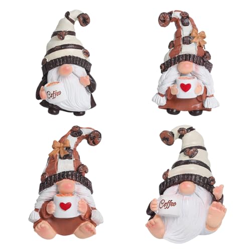 Juego de 4 imanes decorativos de gnomo de café para frigorífico