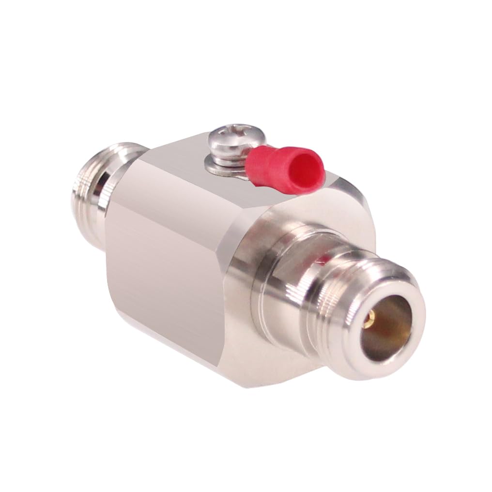 Yuelulala 1pc Coaxial Lightning Arrestor N Lighting Protection Device N Female to Female Connector with 90 V Gas Tube DC-3Ghz 50 Ohms(L11)