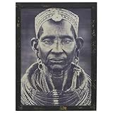 Décoration artistique : Ce cadre en bois antique présente un motif de visage d'homme africain, idéal pour ajouter une touche culturelle et artistique à votre intérieur