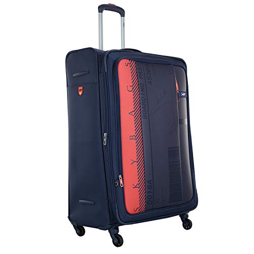 Image of Skybags Polyester 80.5 Cms Navy Blue Softsided Check-In 4 Spinner Wheels Carry-On Luggage (Stairw81Nbl), Small