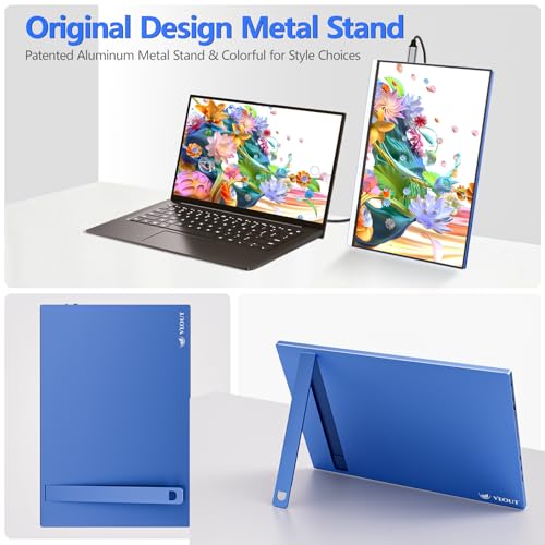 Image of VEOUT 16 inch Portable Monitor with Built-in Stand, IPS Vertical Monitor, USB-C & Mini HDMI External Laptop Screen, Second Display for PC, MacBook, iPad, Phone, Travel & Office