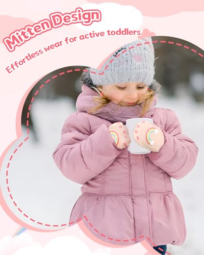 Evridwear Toddler Mittens Girl Boy Mittens 3 Pairs Knitted Stretch Gloves for Kids Toddler Winter Warm3