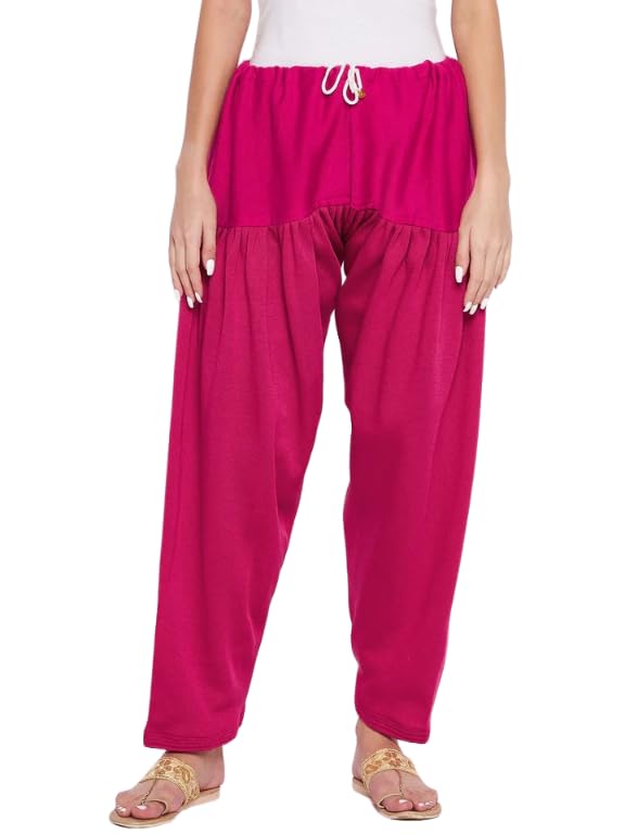 Kanna Fabric Stylish Winter Wear Woolen Patiala Salwar for Women/Girls Free SIZE-30''-40'' Pink-picture-25