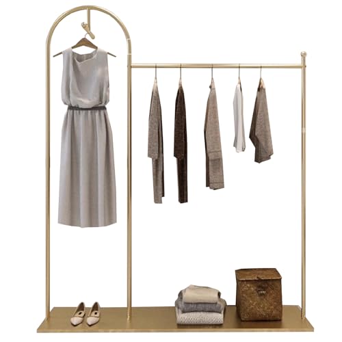 Portant à vêtements en métal noir avec étagère de rangement