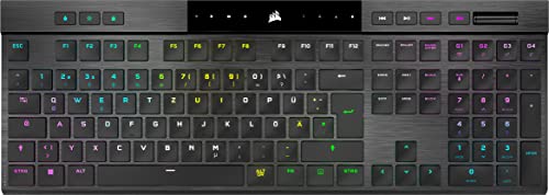 CORSAIR K100 AIR WIRELESS RGB Ultradünne Mechanische Gaming-Tastatur - CHERRY MX Low Profile Taktile Schalter - Bluetooth - iCUE-Kompatibel - PC, Mac, PS5, PS4, Xbox - QWERTZ DE - Schwarz