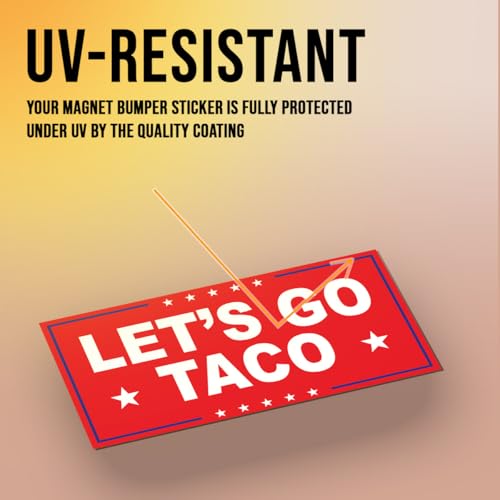 Image of Magnet Sticker Subtle Let's Go Taco Magnetic Anti Funny Leftist Feminist Social Justice Human Rights Red Magnet for Bumper, Refrigerator, Cruise Door, Car, Truck 7.5x3.75in