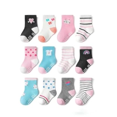 AIQIBAO 12 Pairs Anti Slip Socks With Grips, Fu...