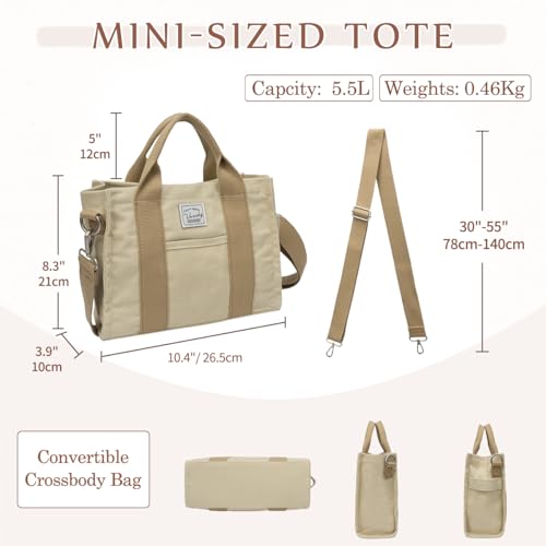 Image of VASCHY Canvas Tote bag, Casual Reusable Work Totes for Women Teachers with Zippers Pockets Crossbody Shoulder Bag Purse
