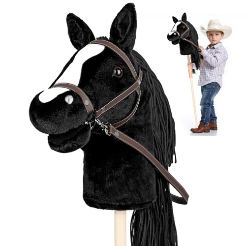 Diealles Shine Hobby Horse, Steckenpferd Kinder mit Halfter und Trense, Holz Hobby Horsing Pferd für Kinder Rollenspiel
