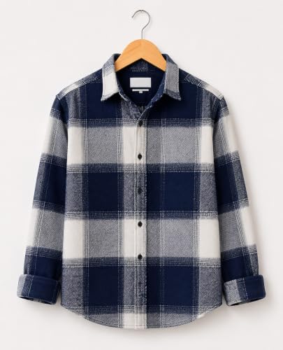 Image of DEELMO Men's Cotton Blend Printed Checkered Casual Shirt | Full Sleeve Button Down Regular Fit Collared Shirt | Soft & Breathable Everyday Wear for Office (Available in Plus Size)