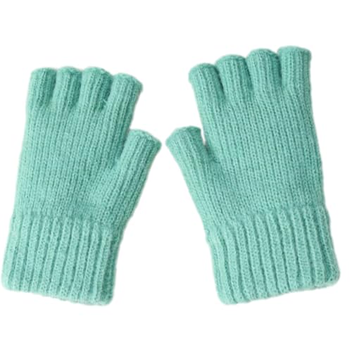 Winter Half Finger Gloves With Solid Color Warm And Windproof Hand Warmer Short Gloves For Office School Kids Daily Wear