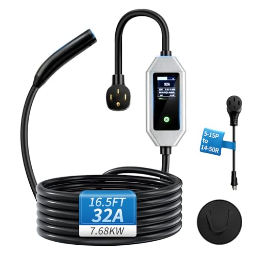 Image of Level 2 Tesla Charger 32A 240V 16.5FT Cable NEMA 14-50 Plug - Portable Home & Travel EV Charger for Tesla Models 3 /Y /S /X (NACS Compatible)
