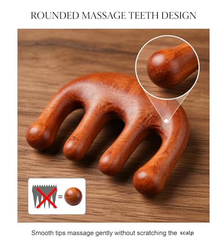 Image of 1Pcs,Wooden Head Massager Comb for Hair Growth - Natural Wood Wide Tooth Hair Comb with Scalp Stimulating Massage Teeth - Anti Static, Detangling & Frizz Control Wooden Comb for Men & Women. (Wooden Scalp Massager)