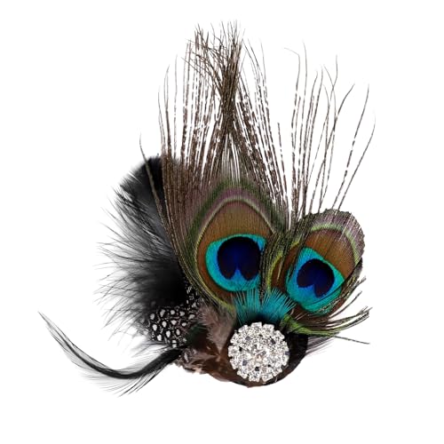 Pinza para cabello con plumas de pavo real Song Qing para mujeres miniatura 1