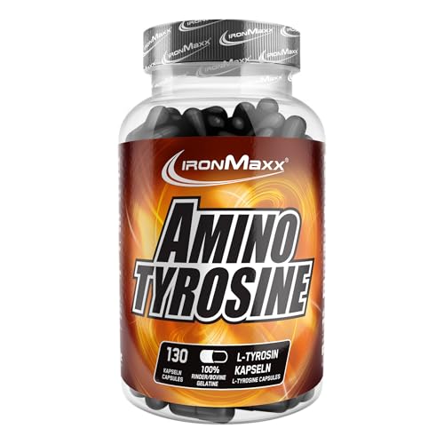 IronMaxx Amino Tyrosin – 130 Kapseln | Nahrungsergänzungsmittel mit L-Tyrosin | 700 mg pro Kapsel | Für körperliche und geistige Belastungen