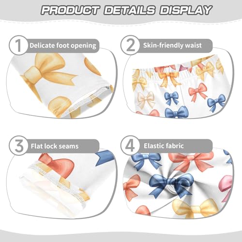 Boccsty Colored Bows Watercolor Girls Leggings Kids Yoga Pants Dance Active Tights 4T3