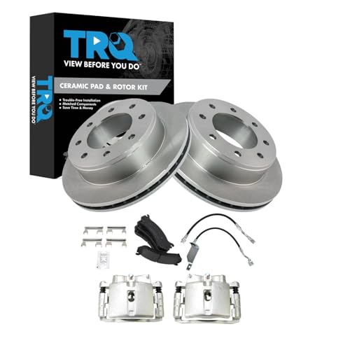 Image of TRQ Rear Brake Pad & Rotor Kit Ceramic Compatible with 2002-2003 Chevrolet Silverado 2500 Silverado 2500 HD GMC Sierra 2500 Sierra 2500 HD