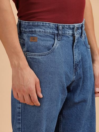 Image of WROGN Men's 100% Cotton Mid-Rise Jeans | Loose Fit