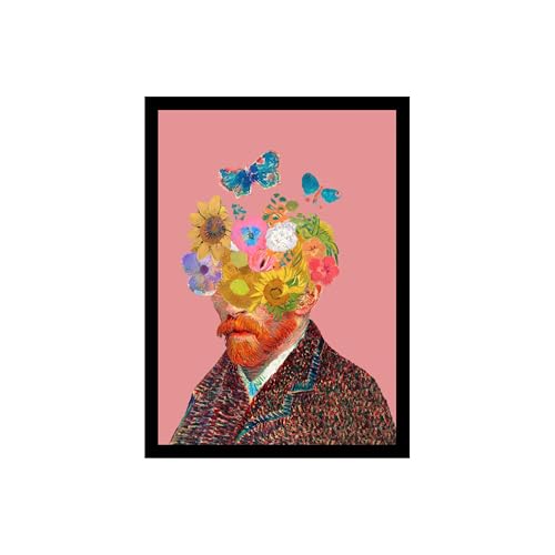 Image of BLINKART Van Gogh with Flower head Pink Wall Art Painting Print Design Aesthetic Wall Decor Photo ArtWork Frame Decoration Hanging For Home Bedroom Living Room Office Wall Decor (13 * 10 inches) T002