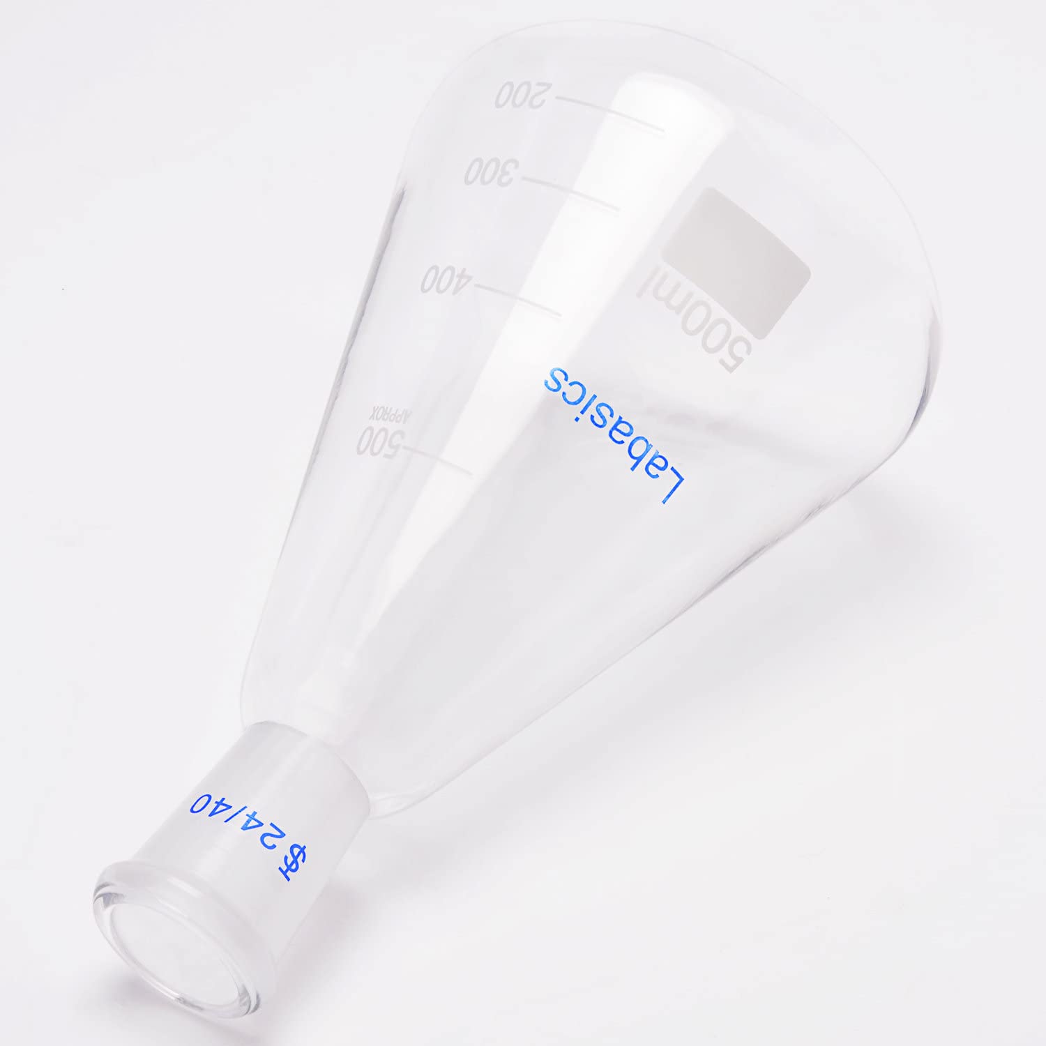 Labasics Flacon Erlenmeyer en Verre 24/40, Flacon à Paroi Épaisse en Verre Borosilicaté avec Joint Extérieur Conique Standard 24/40, 500 ml