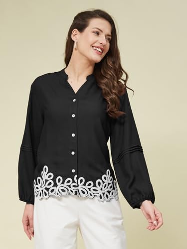 Image of J TURRITOPSIS Women's Rayon Stylish Embroidered Shirt