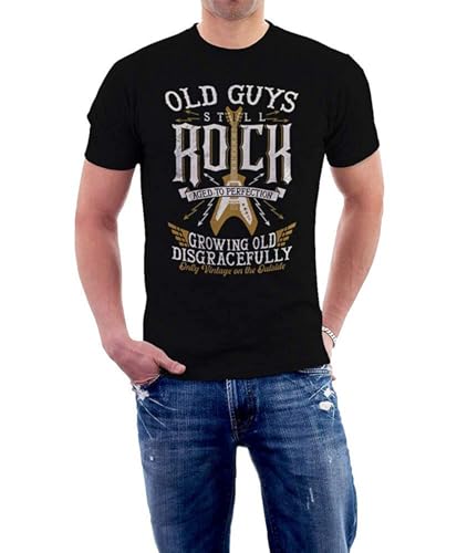 Old Guys Rock Growing Old Disgracefully Birthday - Camiseta gráfica para hombre, color negro, Negro, M