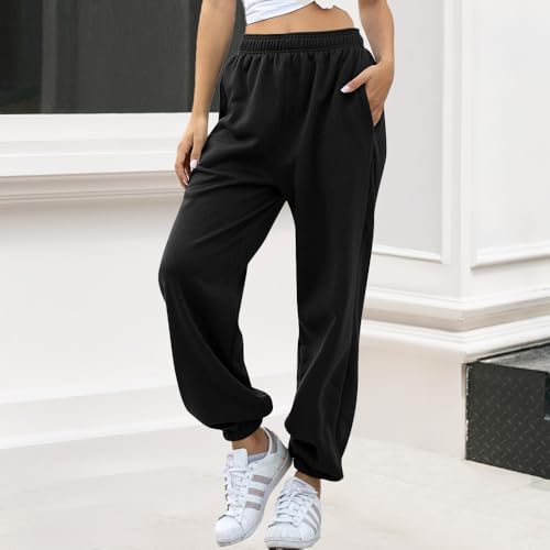 High-Waist Sweatpants - Loose Fit Lounge Joggers, Casual Comfort