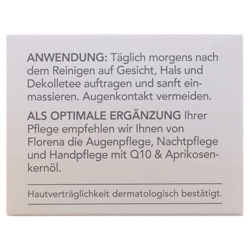 Florena Anti-Falten Tagespflege Q10 und Aprikosenkernöl, Vegan, 1er Pack (1 x 50 ml)