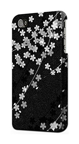 R2544 Japanese Kimono Style Black Flower Pattern Case Cover for iPhone 5 5S SE