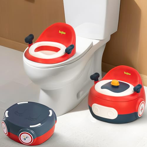 Image of Baybee 3-in-1 Baby Potty Training Seat | Comfortable & Safe Kids Potty Chair with Anti-Slip Toilet Seat, Removable Pot, Handles & Splash Guard | Potty Seat for Boys & Girls (Red)
