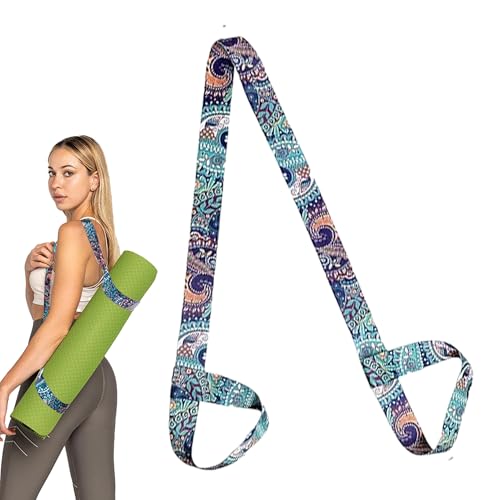 1PCS Yoga Mat Carry Strap Blue Yoga Mat Strap Carrystraps Back Padding Straps Adjustable Strap Yoga Mat Carrying Strap Suitable for All Mat Sizes Multipurpose Lightweight Loops (Mat Not Included)
