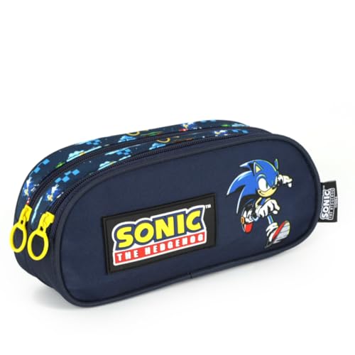 Luxcel, Estojo Escolar Duplo Compartimento Sonic Hedgehog Azul