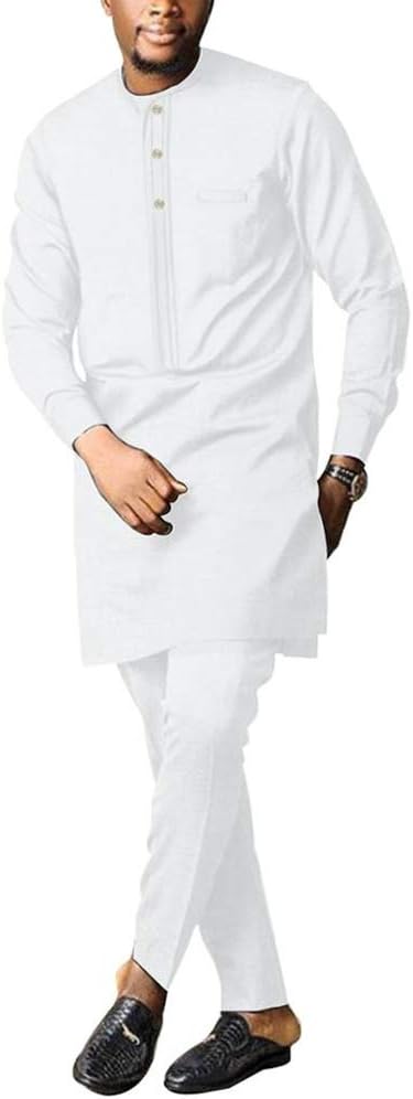 SEA&ALPAfrican Men's Formal Clothes Dashiki Shirt and Pant Two Piece Suit Traditional Long Sleeve Outfits