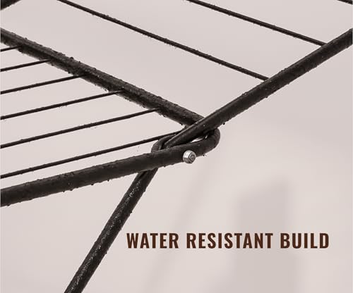 Image of Premium Cloth Drying Stand - 3 Way Folding, 42 Feet Drying Length, Lightweight, 20 Drying Rails (Black) Powder Coated for Rust Resistance