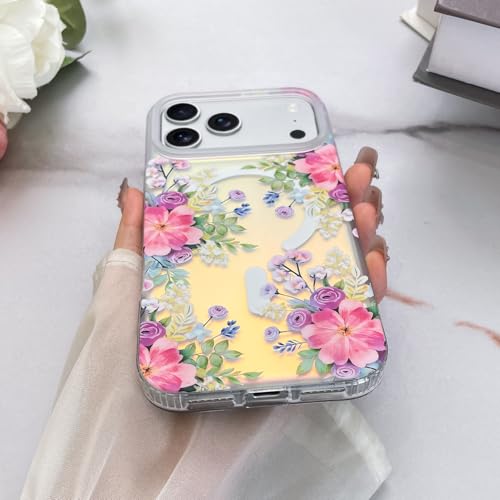 Coque iPhone 17 Pro Max antichoc fleur rose protection compatible Magsafe