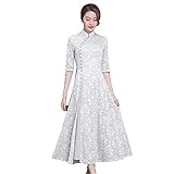 Summer Women Elegant Retro Chinese Traditional Dress Silk Cotton Cheongsam Female Wedding Casual Qipao 5 XL