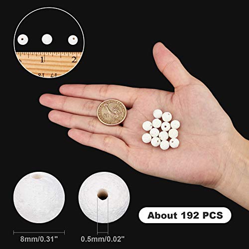 NBEADS 192Pz 8mm Perline di Lava Bianca, Perline