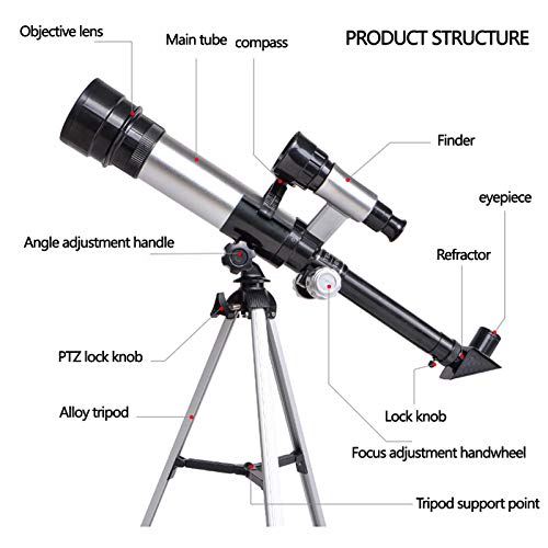 Telescopio 50mm Refractor para Astronomía con Trípode Ajustable miniatura 5
