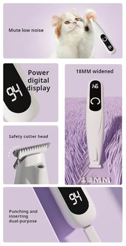 Image of Pet Paw Trimmer for Dogs & Cats, Silent with LED Light, Pink