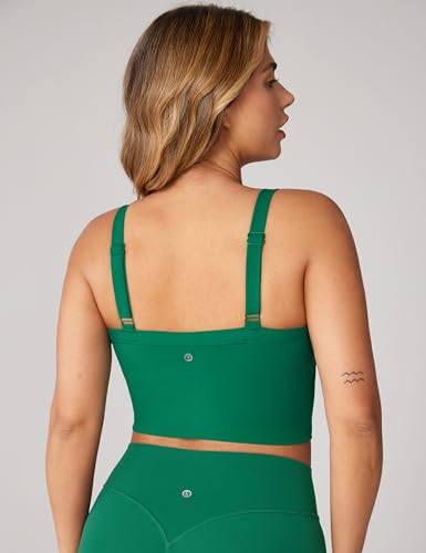 Image of UNISSU Hugcurve Adjustable Longline Sports Bra Square Neck Workout Tank Crop Tops for Women with Built in Bra Padded Camisole